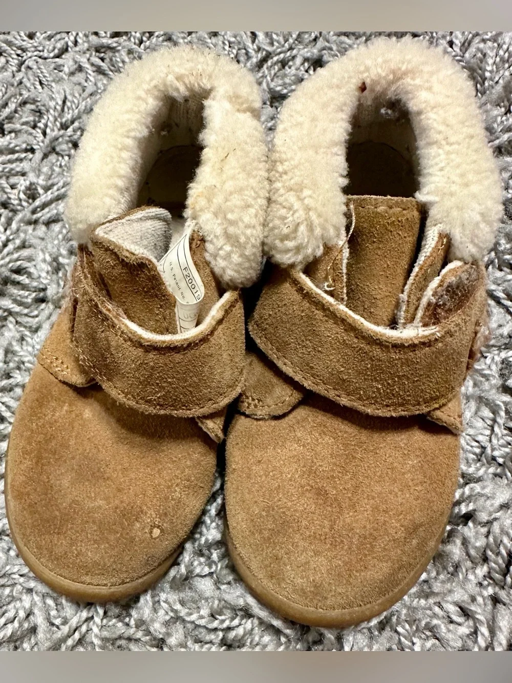 UGG Kids Chestnut Brown Suede Shearling Booties